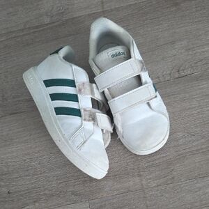 Adidas White and Green Sneakers with Velcro Straps